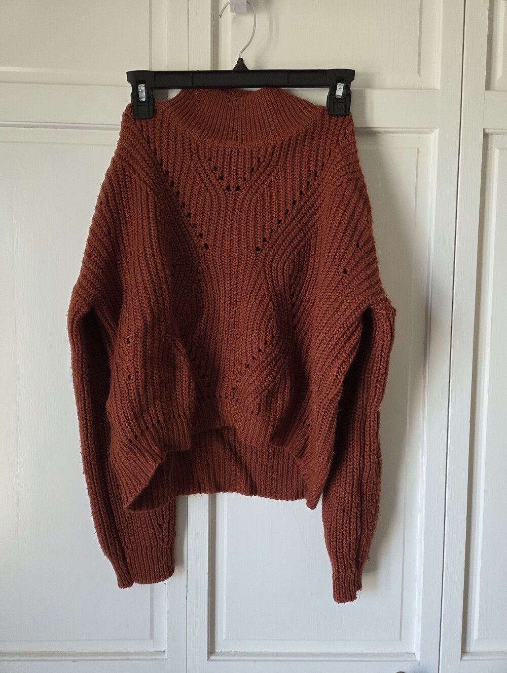 Ribbed Rust Turtleneck Sweater